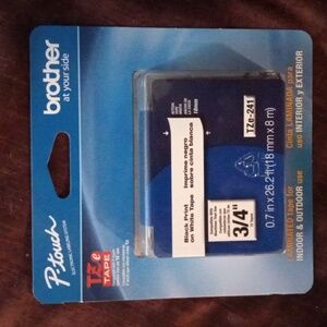 Brother black print on white tze-241 laminated label tape 3-4"